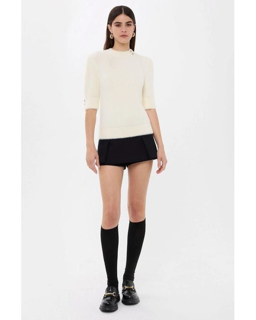 Hiccup White Short Sleeve Stone Embellished Sweater