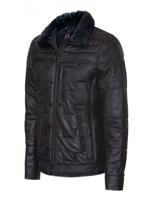 Infinity Leather Black Quilted Biker Jacket for men