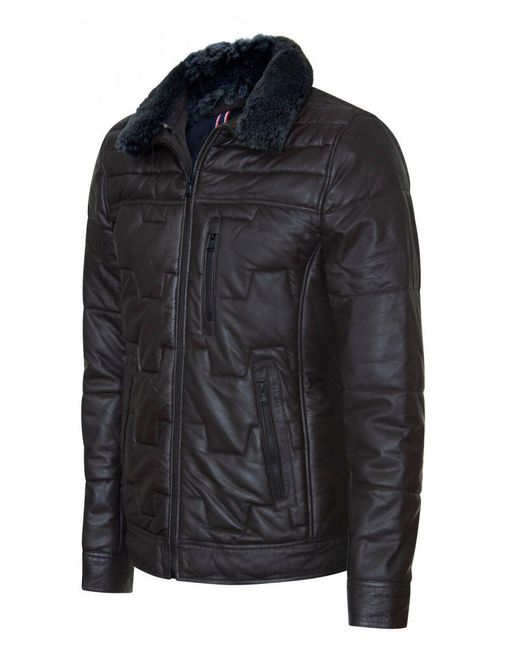 Infinity Leather Black Quilted Biker Jacket for men