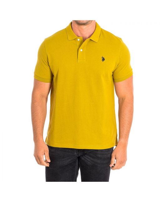 U.S. POLO ASSN. Yellow King Short Sleeve With Contrast Lapel Collar 61423 for men