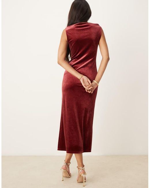 Nobody's Child Red Camile Velvet Midi Dress