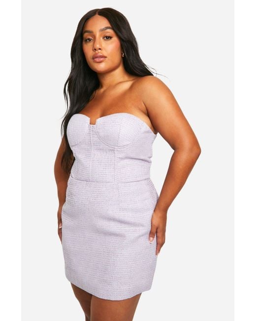 Boohoo White Plus Boucle Mini Skirt