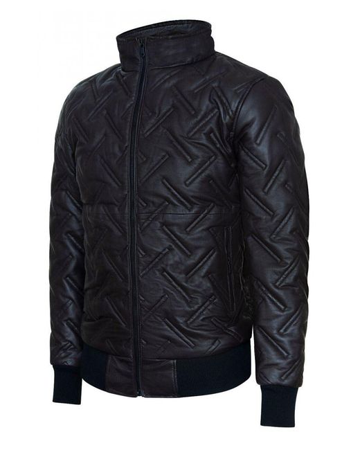 Infinity Leather Blue Bomber Quilted Jacket for men