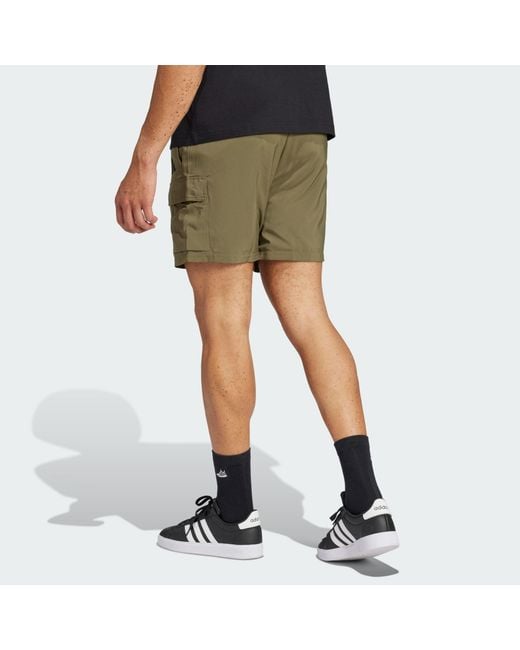 Adidas Green Essentials Small Logo Cargo Chelsea Shorts for men