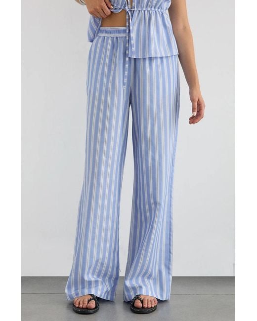 Hiccup Blue Wide-Leg High Waist Striped Trousers
