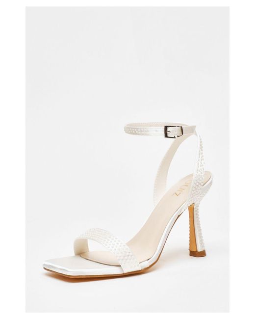 Quiz White Bridal Pearl Heeled Sandals