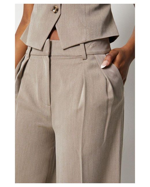 Warehouse Brown Pleat Front Wide Leg Trousers