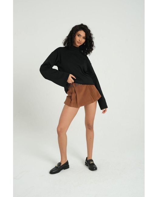 Hiccup Black High Neck Flare Sleeve Sweater