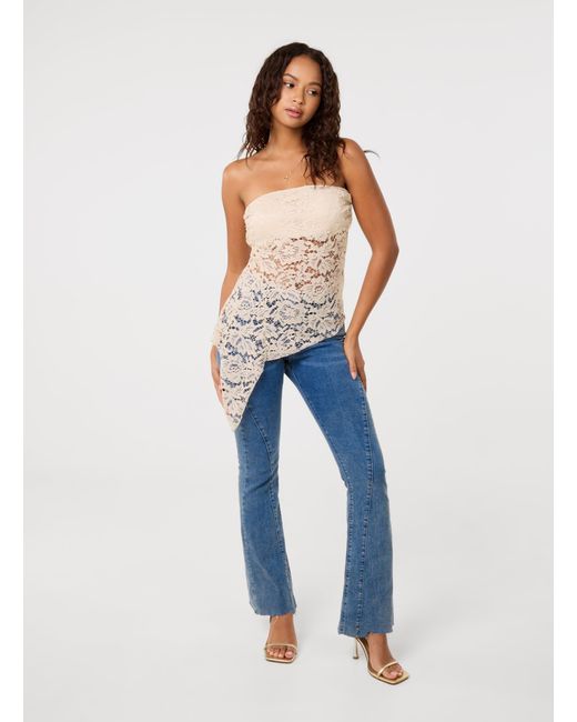 Pink Vanilla Blue Floral Lace Bandeau Top