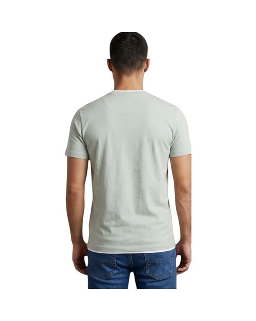 Other Gray T Shirts Short Sleeve Layered Collar Crew Neck Summer Basic Tee Pullover for men