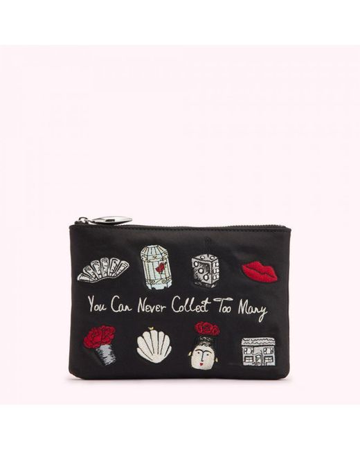 Lulu Guinness Black You Can Never Have Too Many Top Zip Pouch