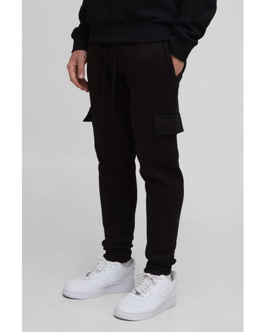BoohooMAN Black Basic Skinny Fit Cargo Jogger for men