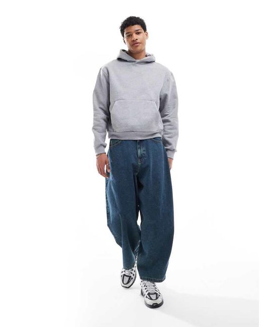 ASOS Blue Premium Heavyweight Boxy Oversized Hoodie 400Gsm for men