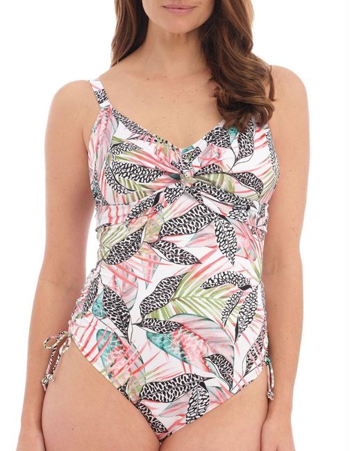 Fantasie Purple Tobago Twist Front Adjustable Leg Swimsuit Melon