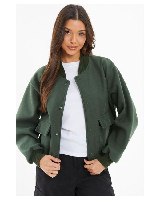 Quiz Green Khaki Bomber Jacket