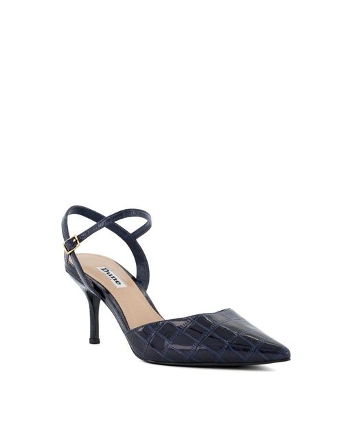 Dune Blue Ladies Debate Two-part Heeled Courts Leather