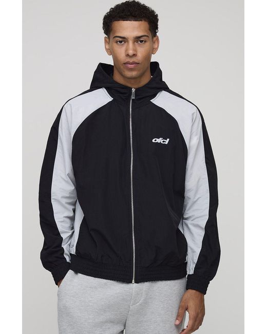 BoohooMAN Blue Oversized Shell Ofcl Raglan Zip Through Jacket for men