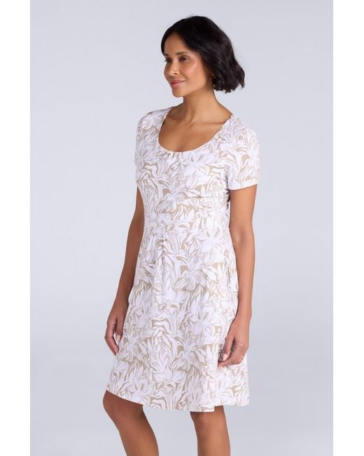 Mountain Warehouse White Orchid Patterned Uv Summer Dress With Side Pockets Holiday Beach Cotton
