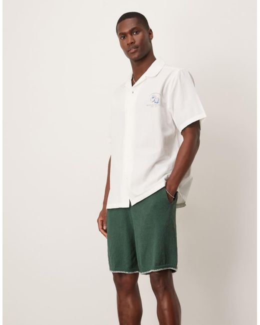 ASOS Green Oversized Knitted Shorts With Blanket Stitch for men