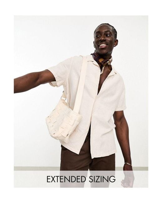 ASOS White Relaxed Fit Linen Shirt With Revere Collar for men