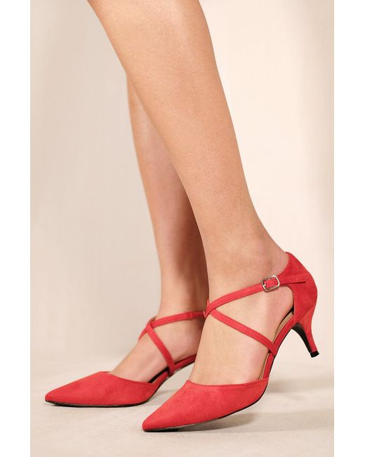 Where's That From Pink 'Kennedi' Low Kitten Heel With Crossover Strap