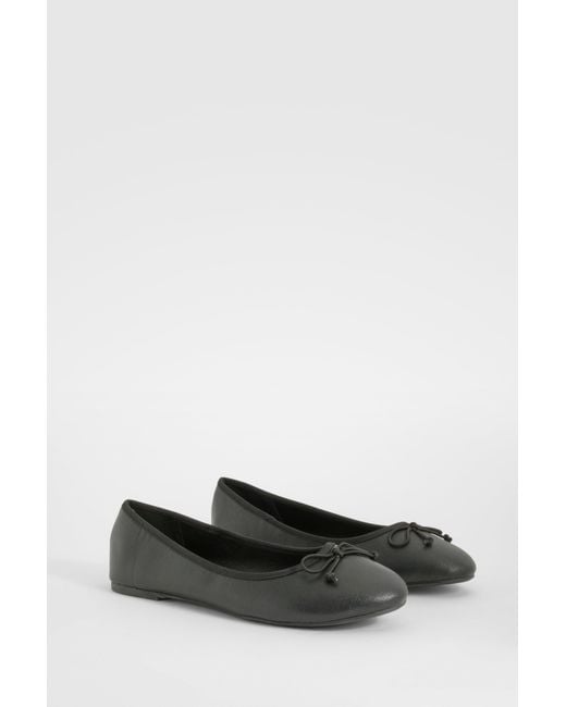 Boohoo Black Bow Detail Ballet Flats