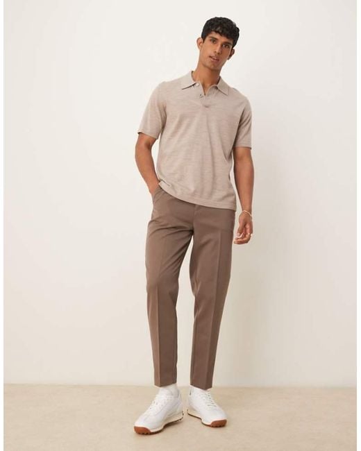 ASOS Natural Smart Tapered Fit Trousers for men