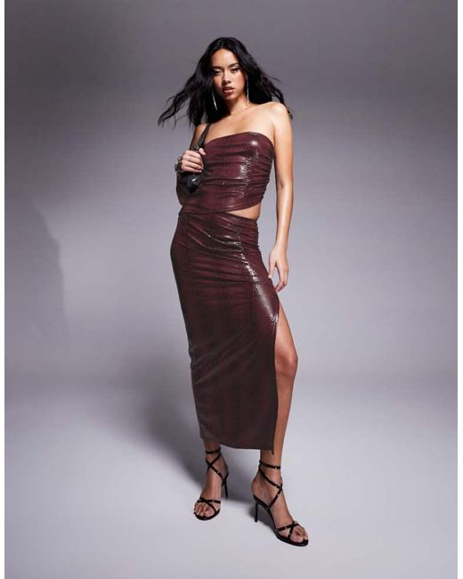 ASOS Purple Co-Ord Croc Leather Look Column Skirt