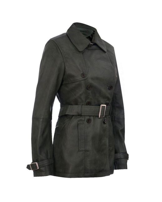 Infinity Leather Black Mid Length Trench Coat -Oakham