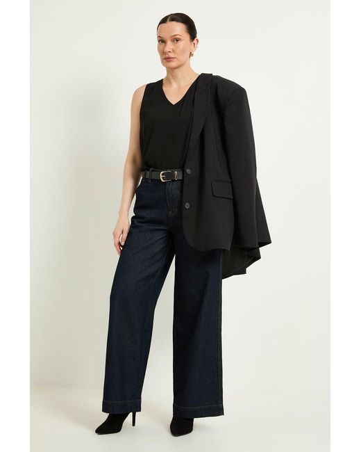 Wallis Black Plain V Neck Cami Top