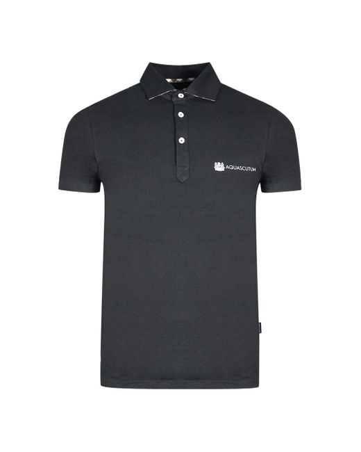 Aquascutum Black Aldis Crest Block Logo Polo Shirt Cotton for men
