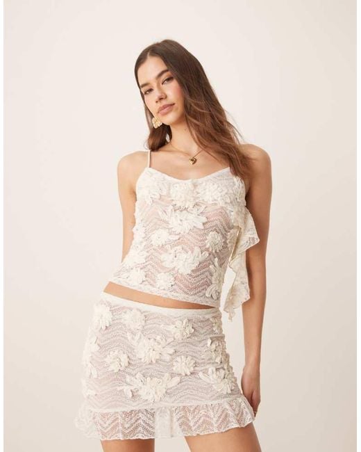 ASOS Natural Co-Ord Applique Floral Detail Drape Cami Top