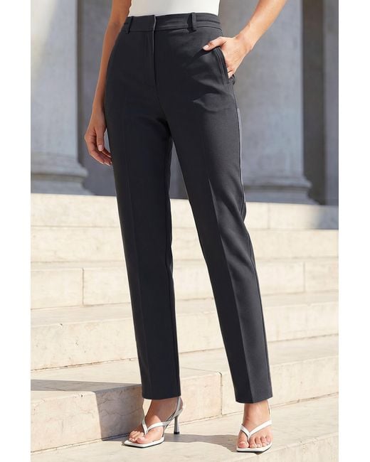 Roman Black Long Straight Leg Stretch Trouser