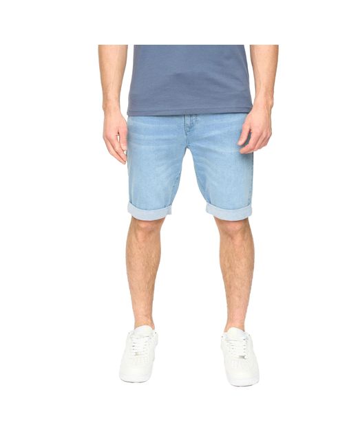 Crosshatch Blue Youlgreeve Denim Belted Shorts (Light Wash) for men