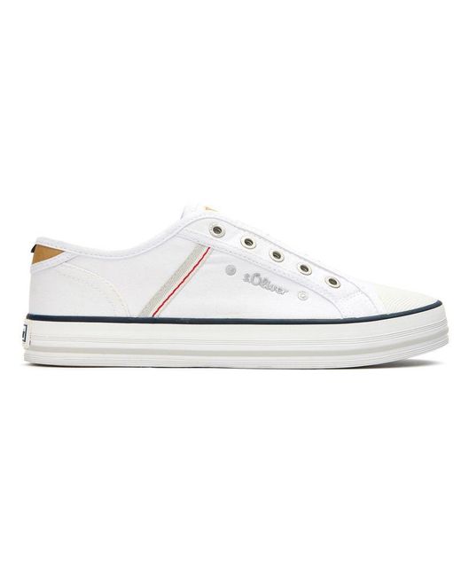 S.oliver White S Oliver Canvas Slip-On Trainers