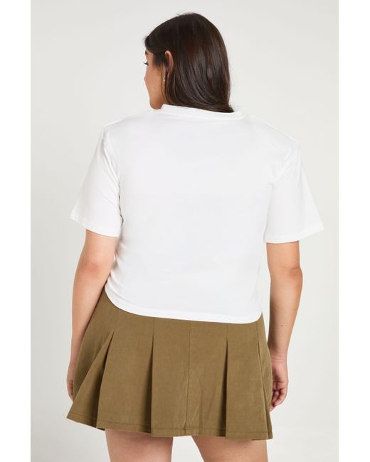 Boohoo Brown Plus Shoulder Pad Knot Detail T-Shirt