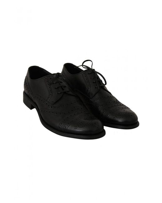 Dolce & Gabbana Black Leather Wingtip Oxford Dress Shoes for men