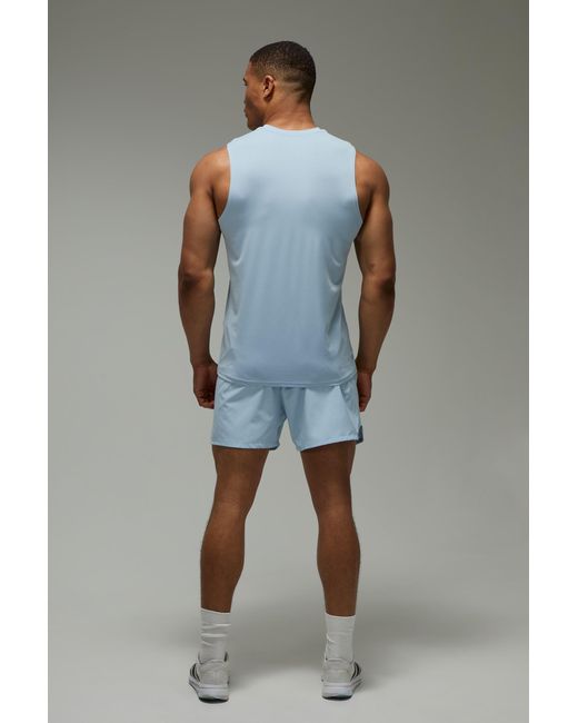 BoohooMAN Blue Active Performance Regular Fit Tank for men