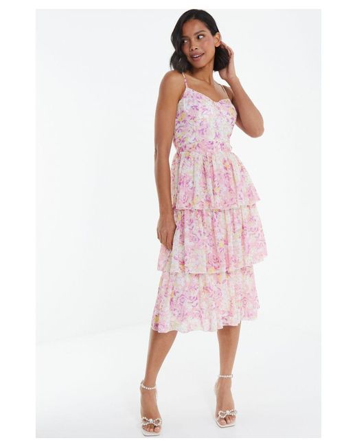 Quiz floral cheap midi dress