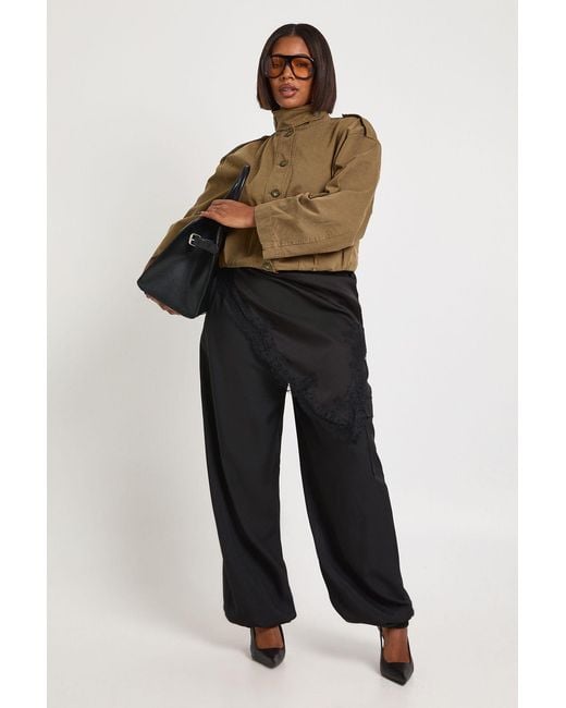 Boohoo Black Plus Elasticated Cuff Cargo Trouser