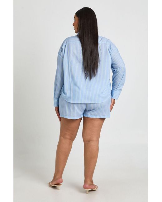 Boohoo Blue Plus Stripe Oversized Shirt