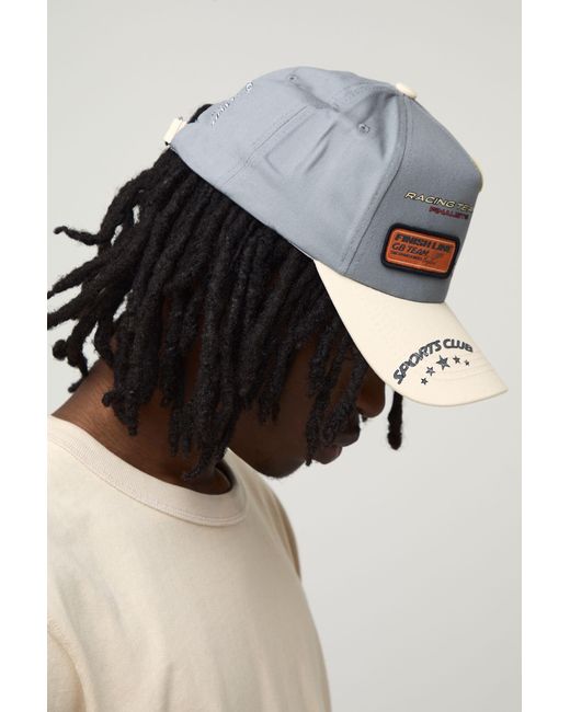 BoohooMAN Gray Printed Cap With Applique Patches for men