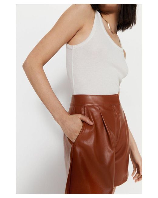 Warehouse White Faux Leather Short