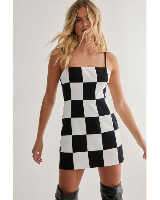 Nasty Gal White Colour Block Tailored Mini Dress