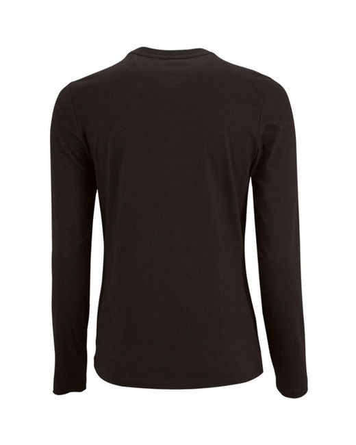 Sol's Black Ladies Imperial Long Sleeve T-Shirt (Deep)