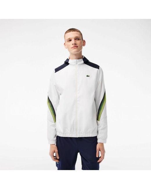 Lacoste White Tennis Recycled Hooded Jacket for men