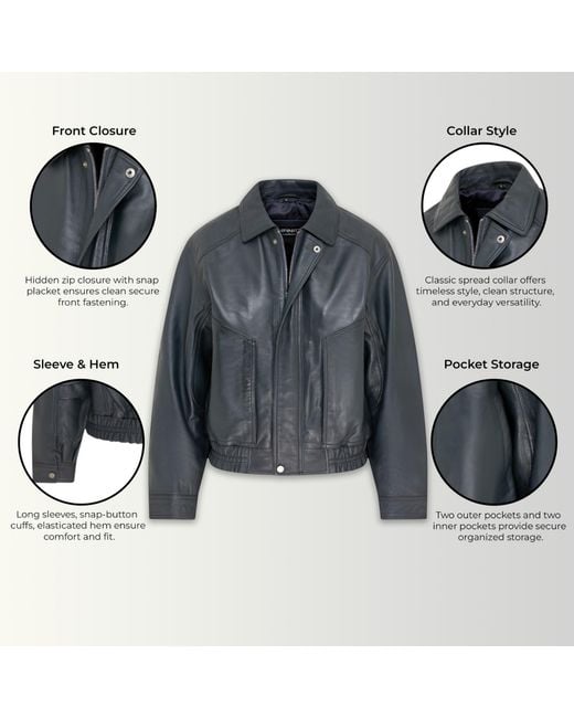 Infinity Leather Gray Biker Bomber Oversized Jacket