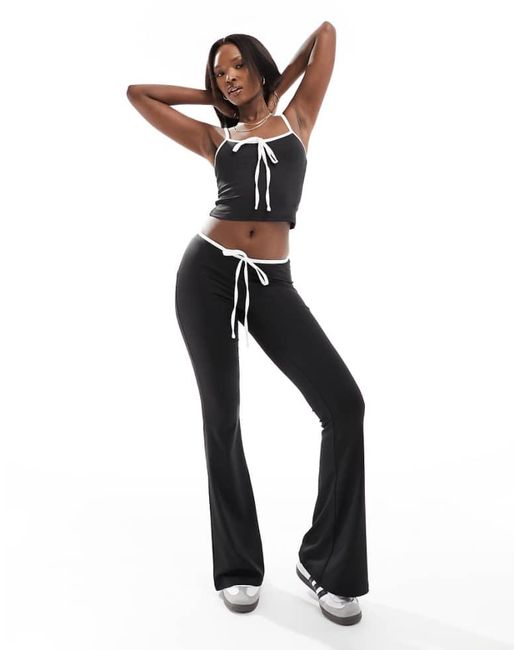 Edikted Black V Waist Flare Trousers