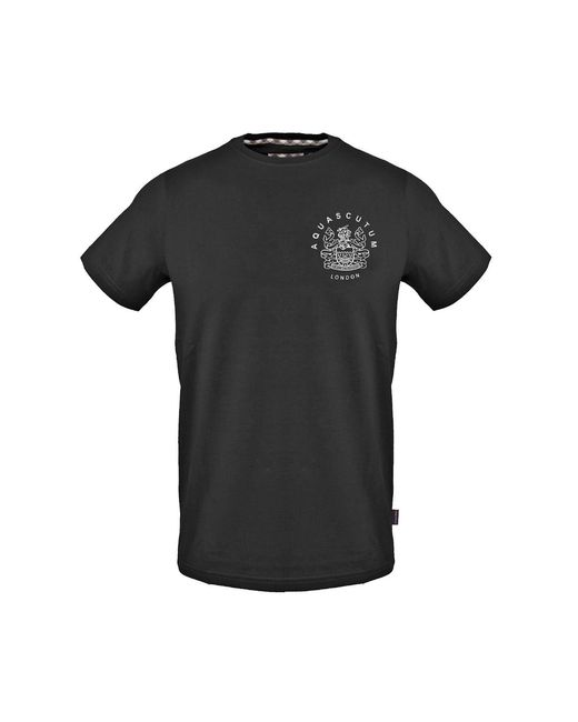 Aquascutum Black Regular Fit Crew Neck Short Sleeve T-Shirt for men