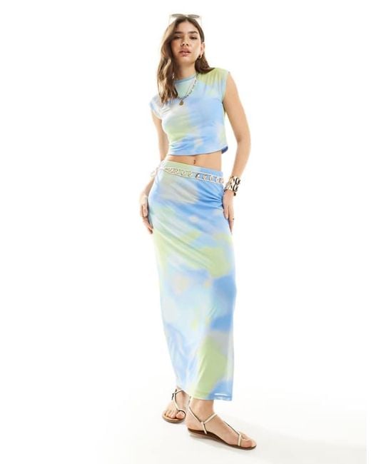 Vero Moda Blue Mesh Midi Skirt Co-Ord